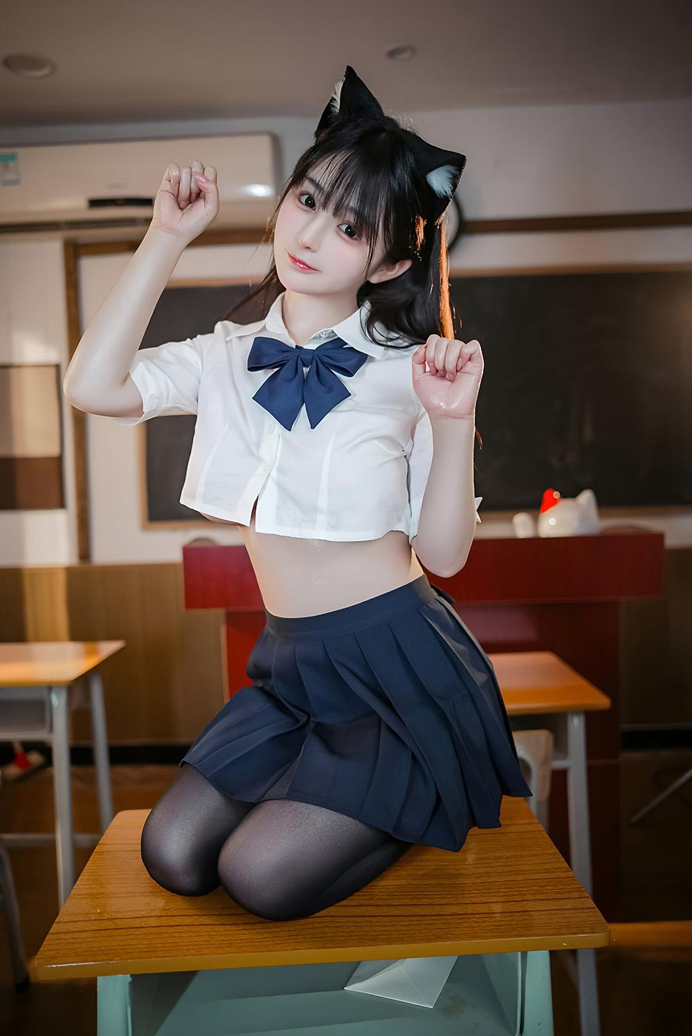 桜井宁宁 失眠冲剂 JK猫耳[96P1V-674M]