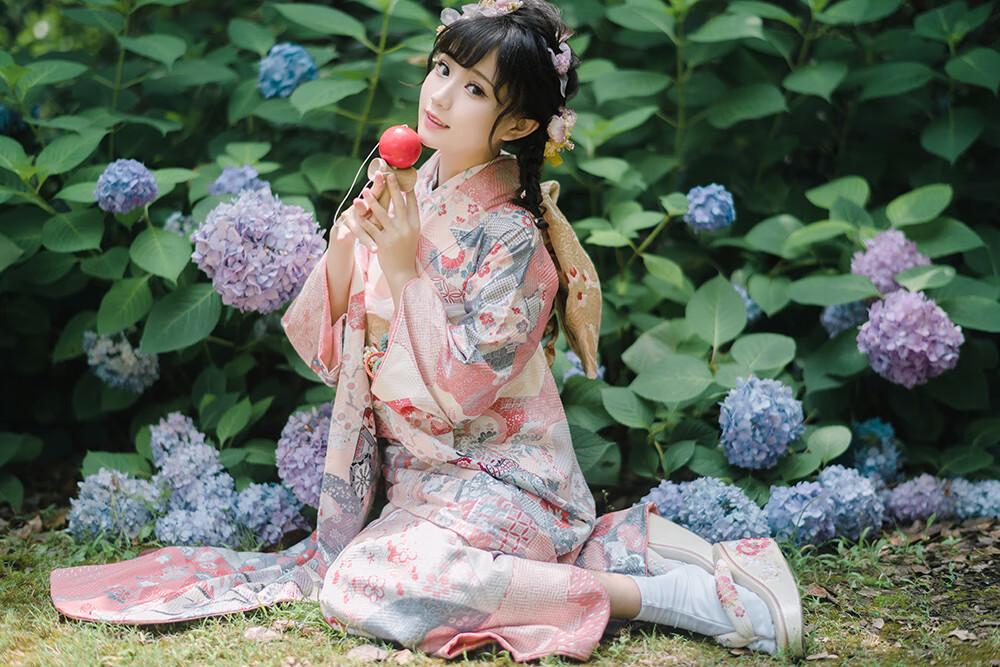 花柒Hana 绣球花和服[18P-437MB]