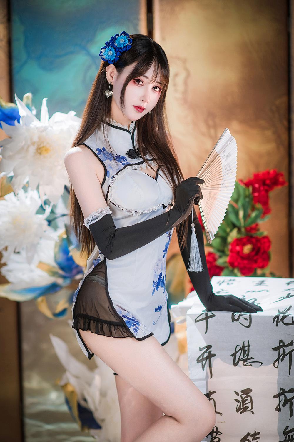 羽生三未 瓶儿 青花瓷旗袍[25P-307MB]